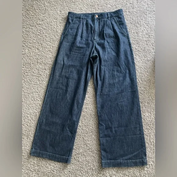 🆕 J. Crew | Wide Leg Pleated Trouser Jean Dark Wash Size 30 - Picture 6 of 6